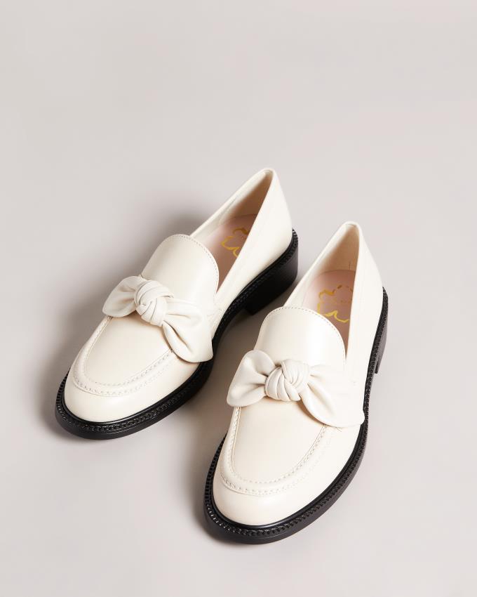 Loafersy Damskie Ted Baker Bow Detail Beżowe Polska | PL-WHKEI7345