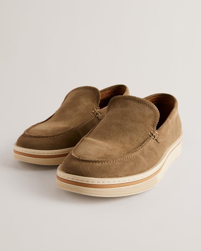 Loafersy Męskie Ted Baker Suede Slip On Chunky Khaki Polska | PL-XZSGA1273