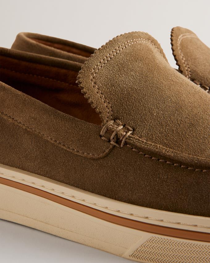 Loafersy Męskie Ted Baker Suede Slip On Chunky Khaki Polska | PL-KLNSR8071