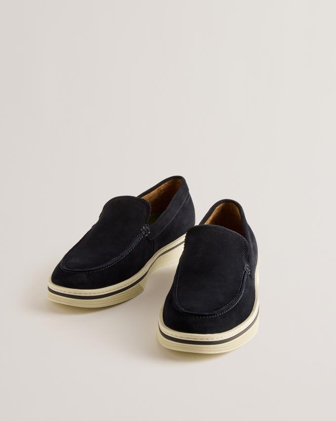 Loafersy Męskie Ted Baker Suede Slip On Chunky Granatowe Polska | PL-AMEXJ2540