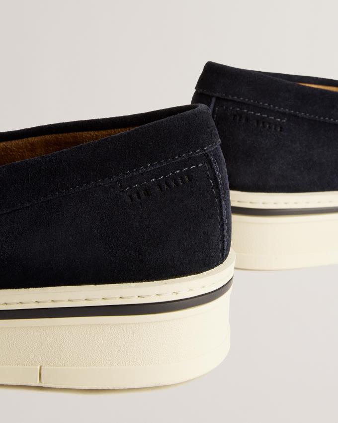 Loafersy Męskie Ted Baker Suede Slip On Chunky Granatowe Polska | PL-AMEXJ2540