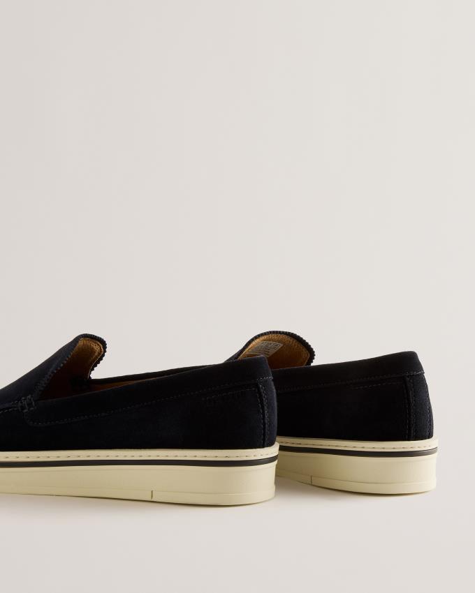 Loafersy Męskie Ted Baker Suede Slip On Chunky Granatowe Polska | PL-AMEXJ2540