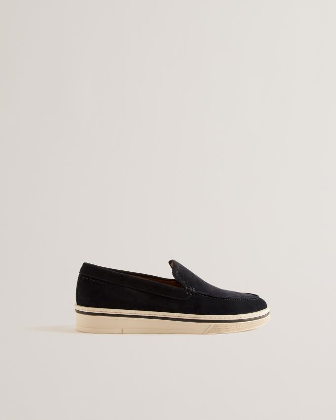 Loafersy Męskie Ted Baker Suede Slip On Chunky Granatowe Polska | PL-AMEXJ2540