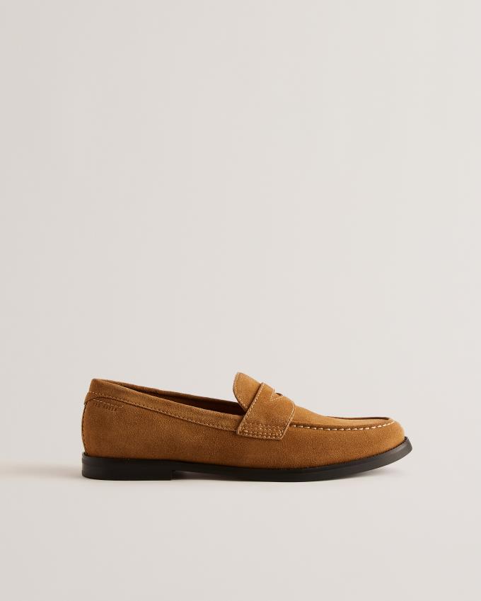 Loafersy Męskie Ted Baker Textured Leather Saddle Brązowe Polska | PL-MEAXQ4709