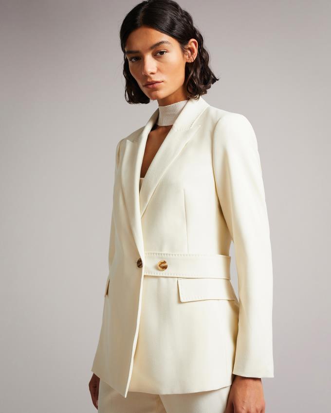 Marynarka Damskie Ted Baker Peak Lapel With Waist Tab Białe Polska | PL-VXMJE7210