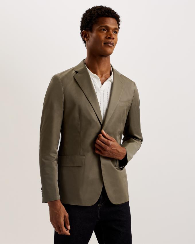 Marynarka Męskie Ted Baker Slim Fit Notch Lapel Cotton Khaki Polska | PL-BNYOE2596