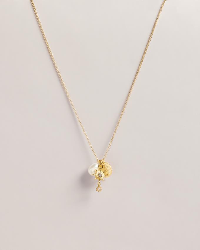 Naszyjnik Damskie Ted Baker Celestial Pearl Cluster Pendant Złote Polska | PL-VUONS8601