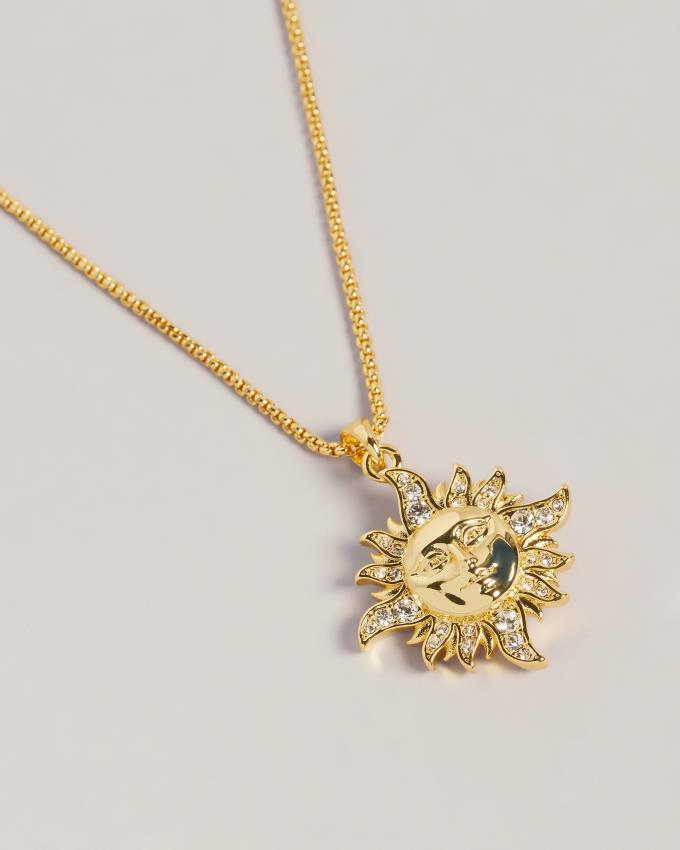 Naszyjnik Damskie Ted Baker Sun Moon Crystal Pendant Złote Polska | PL-KIACM2137