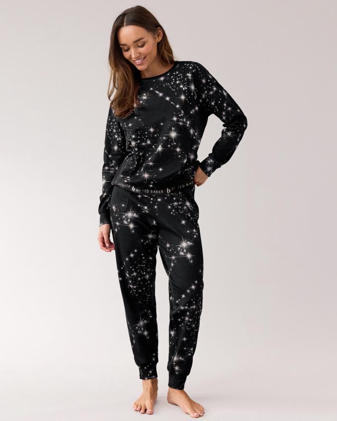 Piżama Damskie Ted Baker Star Print Pyjama Set Granatowe Polska | PL-MZQHW9206