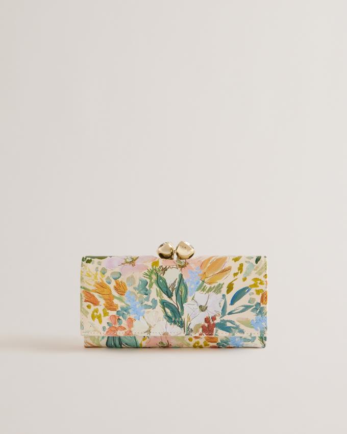 Portfele Damskie Ted Baker Floral Print Crystal Bobble Kremowe Polska | PL-AYVDO9586