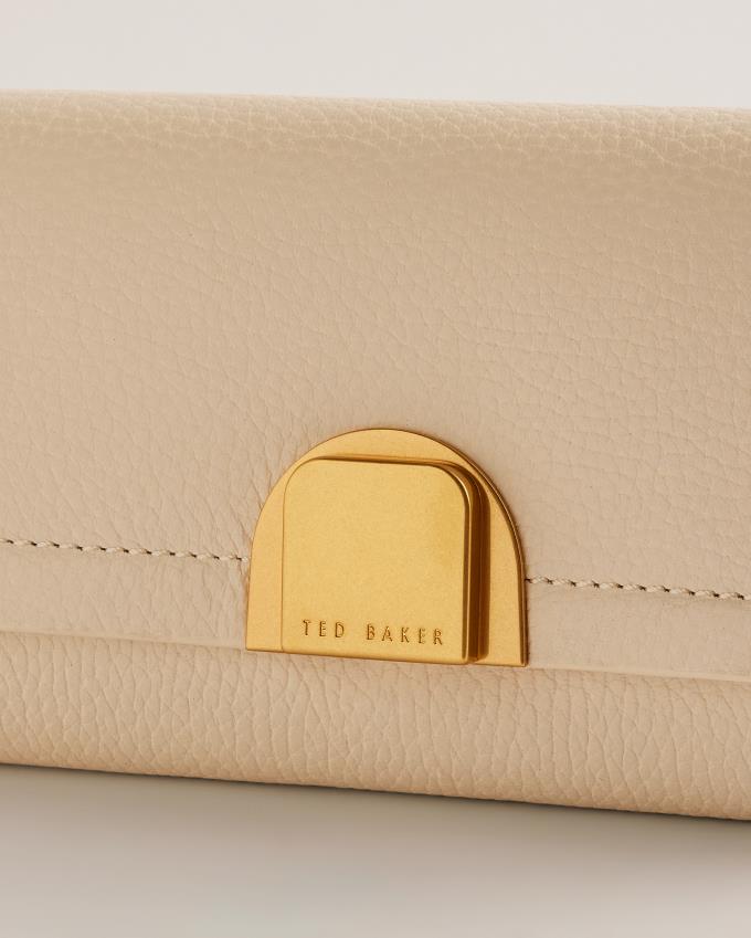 Portfele Damskie Ted Baker Lock Detail Fold Over Białe Polska | PL-MORLQ9402