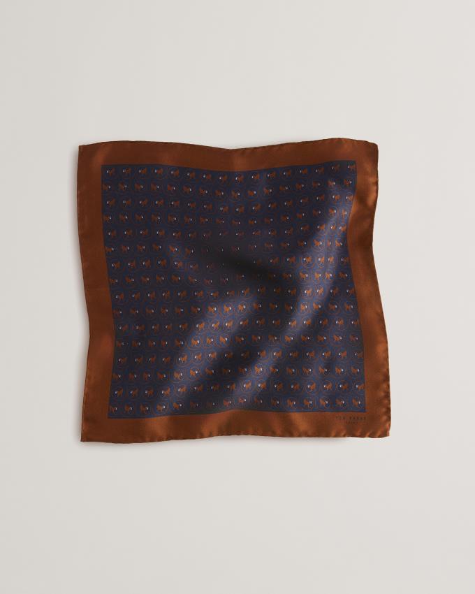 Poszetki Męskie Ted Baker Monkey Pattern Silk Pocket Square Granatowe Polska | PL-VMLDO8931