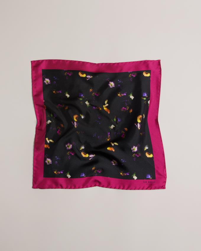 Poszetki Męskie Ted Baker Photographic Floral Silk Pocket Square Czarne Polska | PL-CTPEG3946