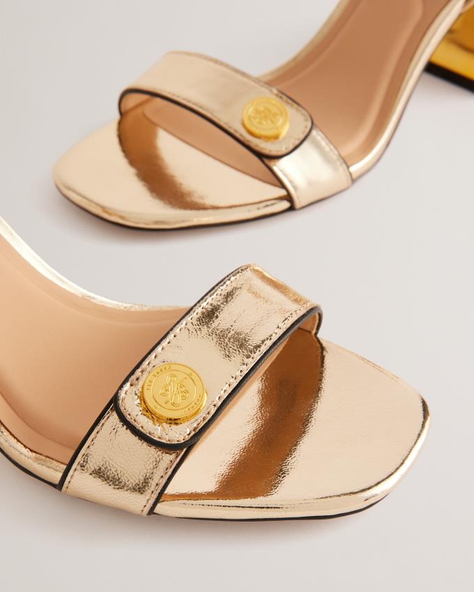 Sandały Damskie Ted Baker Block Heel With Coin Detail Złote Polska | PL-YDHSZ2798