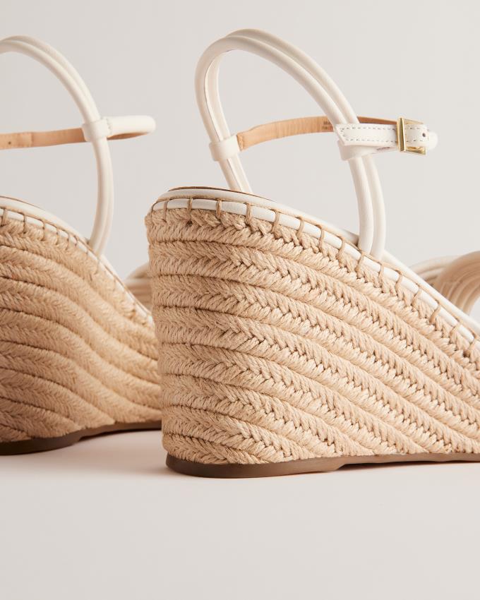 Sandały Damskie Ted Baker Cross Strap Espadrille Wedge Białe Polska | PL-VHRUN7149