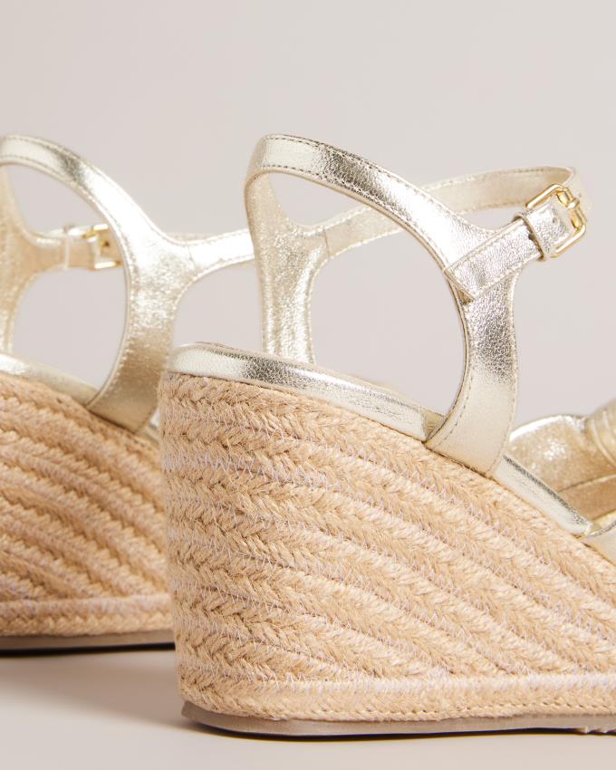 Sandały Damskie Ted Baker Knotted Wedge Espadrille Złote Polska | PL-EKLCQ5739