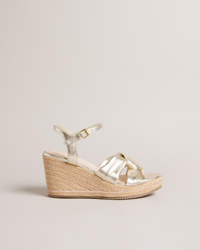 Sandały Damskie Ted Baker Knotted Wedge Espadrille Złote Polska | PL-EKLCQ5739