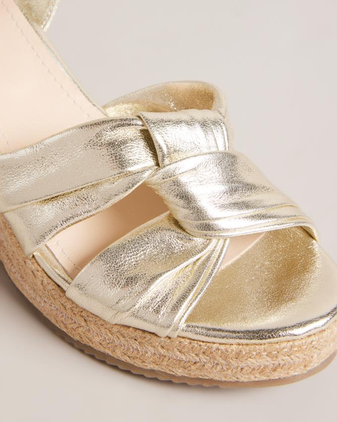 Sandały Damskie Ted Baker Knotted Wedge Espadrille Złote Polska | PL-ISZNF4936