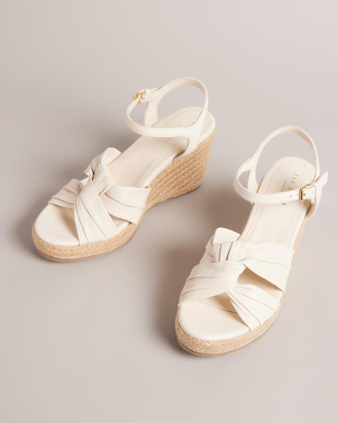 Sandały Damskie Ted Baker Knotted Wedge Espadrille Białe Polska | PL-SQOGV7024