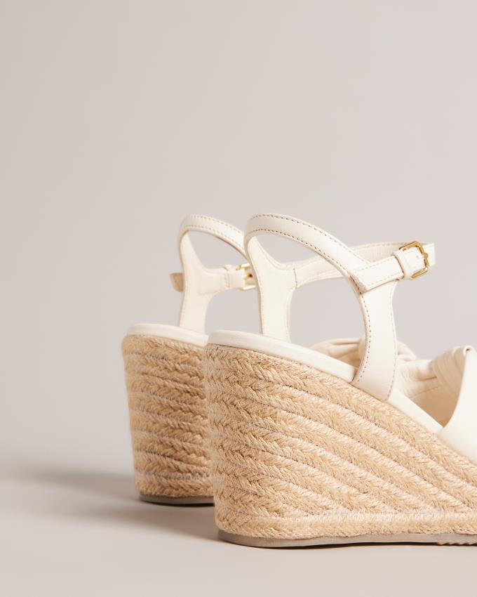 Sandały Damskie Ted Baker Knotted Wedge Espadrille Białe Polska | PL-SQOGV7024