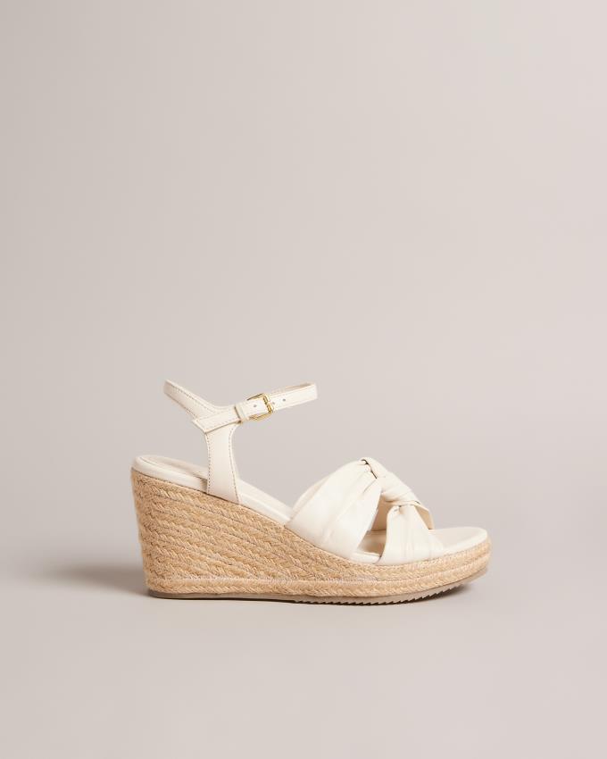 Sandały Damskie Ted Baker Knotted Wedge Espadrille Białe Polska | PL-SQOGV7024