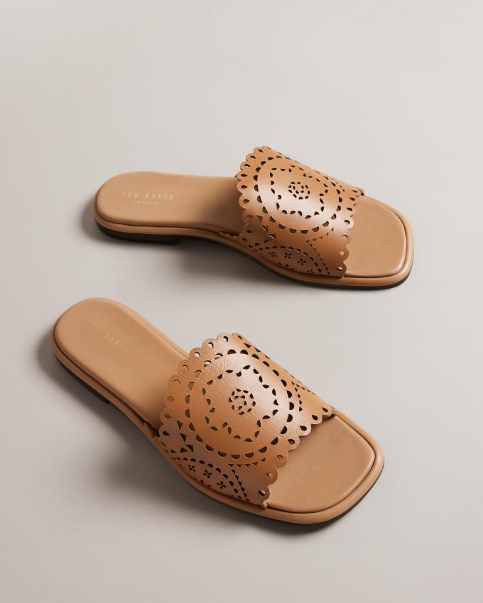 Sandały Damskie Ted Baker Laser Cut Flat Głęboka Brązowe Polska | PL-KBPCV0896