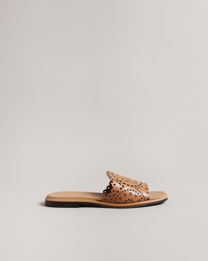 Sandały Damskie Ted Baker Laser Cut Flat Głęboka Brązowe Polska | PL-KBPCV0896