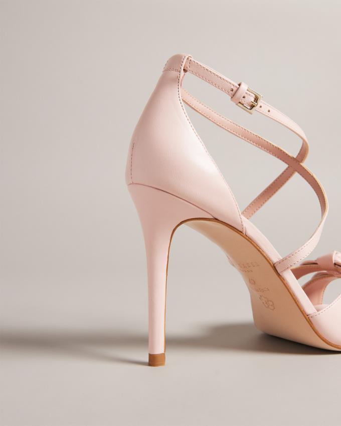 Sandały Damskie Ted Baker Leather Bow Heeled Różowe Polska | PL-SEAUN1035