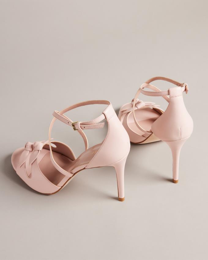 Sandały Damskie Ted Baker Leather Bow Heeled Różowe Polska | PL-SEAUN1035