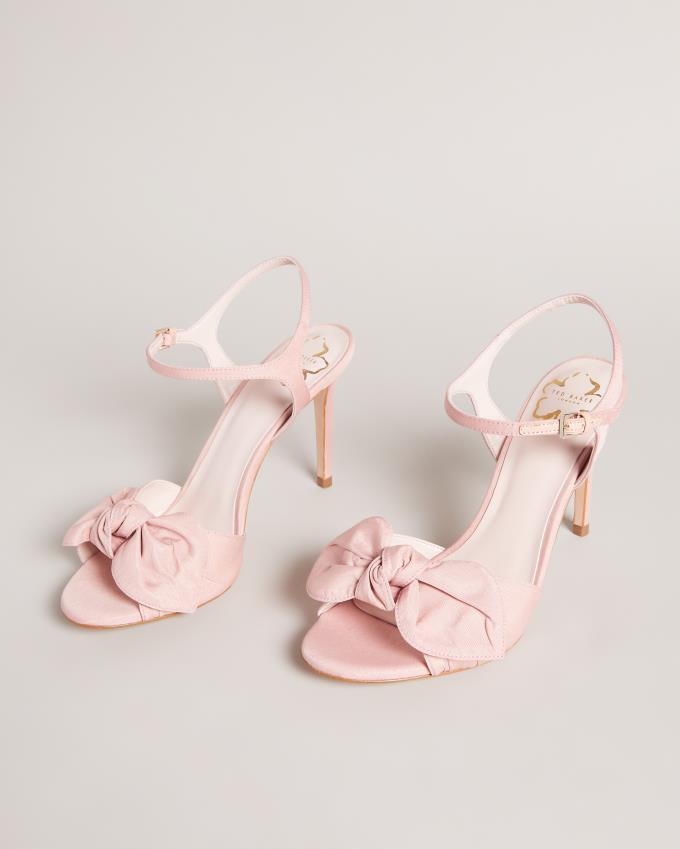 Sandały Damskie Ted Baker Moire Satin Bow Heeled Różowe Polska | PL-FPWIK7065