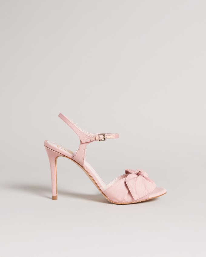 Sandały Damskie Ted Baker Moire Satin Bow Heeled Różowe Polska | PL-FPWIK7065