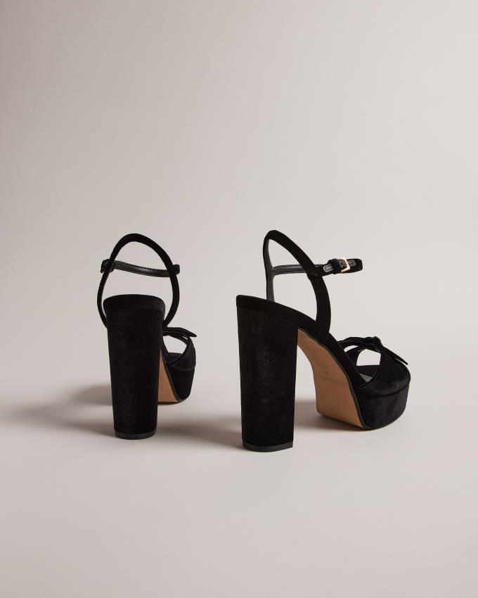 Sandały Damskie Ted Baker Velvet Bow Platform Heeled Czarne Polska | PL-MSNPZ1903