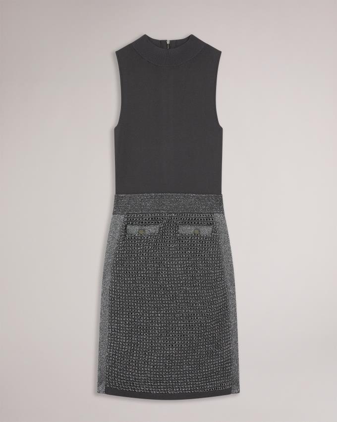 Spódnica Damskie Ted Baker Knitted Mini Bodycon With Metallic Szare Polska | PL-PRINV9234