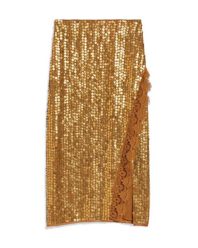 Spódnica Damskie Ted Baker Sequin Column Slip Brązowe Polska | PL-AWEIT9208