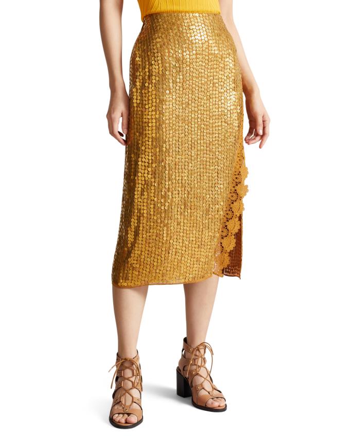 Spódnica Damskie Ted Baker Sequin Column Slip Brązowe Polska | PL-AWEIT9208