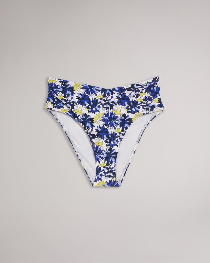 Stroje Pływackie Damskie Ted Baker Floral High Waist Crossover Bikini Bottom Niebieskie Polska | PL-GBPZL9407