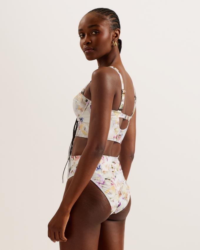 Stroje Pływackie Damskie Ted Baker Floral High Waisted Bikini Bottoms Białe Polska | PL-RNBZV5297