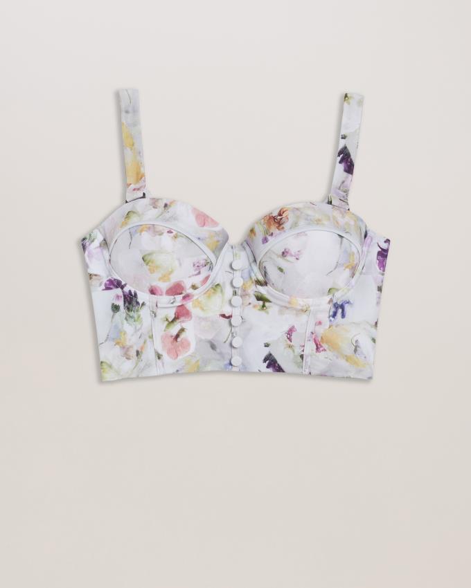 Stroje Pływackie Damskie Ted Baker Floral Longline Underwired Bikini Top Białe Polska | PL-UHREZ8924