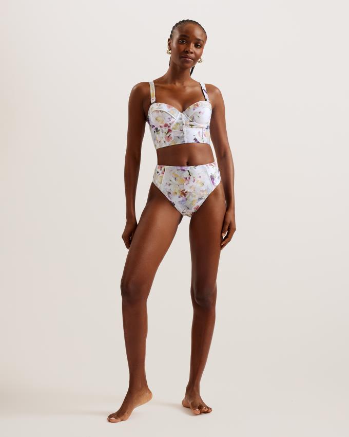 Stroje Pływackie Damskie Ted Baker Floral Longline Underwired Bikini Top Białe Polska | PL-UHREZ8924