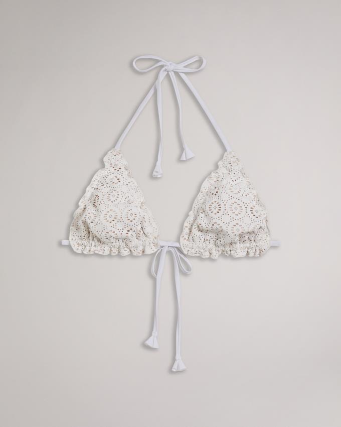 Stroje Pływackie Damskie Ted Baker Frill Detail Triangle Bikini Top Białe Polska | PL-QHKFI4037