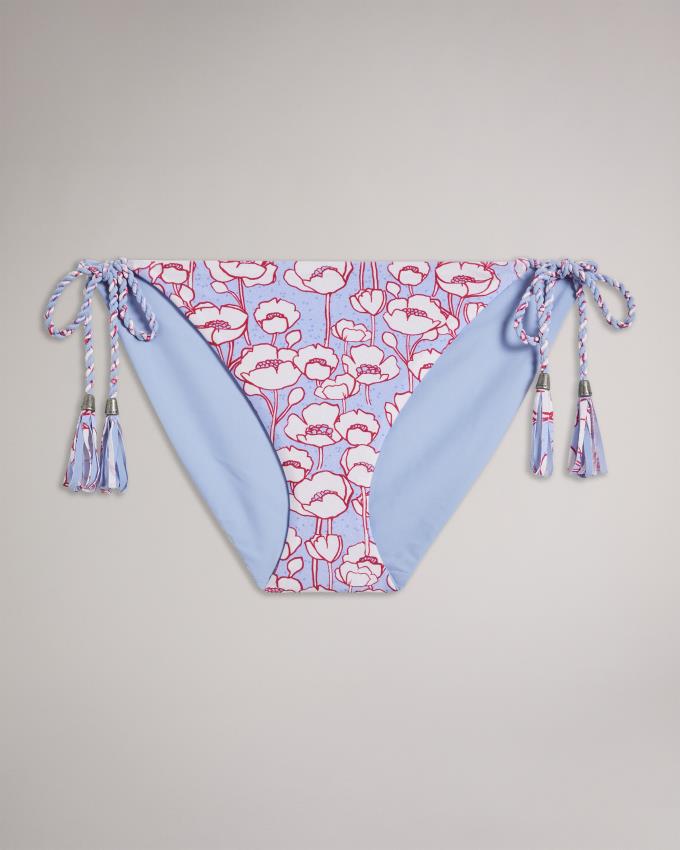 Stroje Pływackie Damskie Ted Baker Reversible Poppy Print Bikini Bottom Niebieskie Polska | PL-ZPCVQ8504