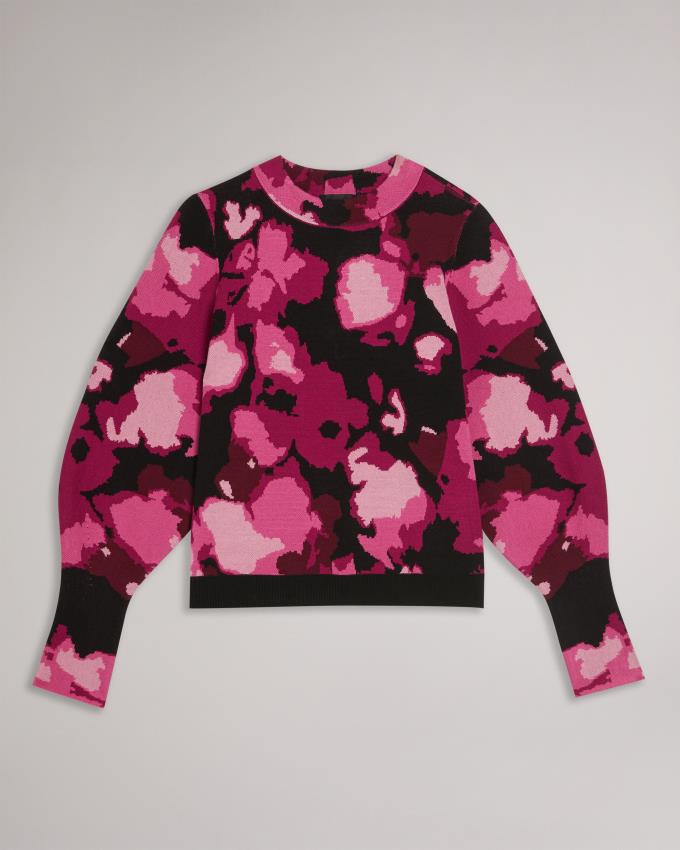 Sweter Damskie Ted Baker Jacquard Floral Czarne Polska | PL-GMFSE5246