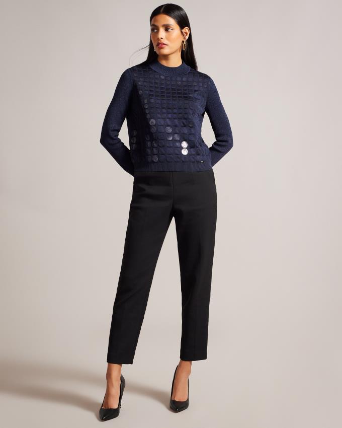 Sweter Damskie Ted Baker Knitted With Metallic Spot Design Niebieskie Polska | PL-BEGAU4639