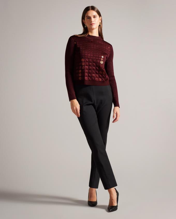 Sweter Damskie Ted Baker Knitted With Metallic Spot Design Bordowe Polska | PL-KUTWZ2649