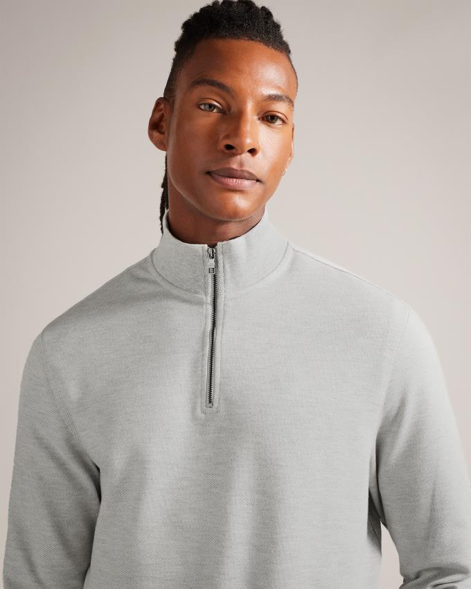 Sweter Męskie Ted Baker Half Zip Funnel Neck Głęboka Szare Polska | PL-QOGZA0943