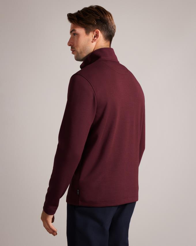 Sweter Męskie Ted Baker Long Sleeve Half Zip Bordowe Polska | PL-WLAXF6092