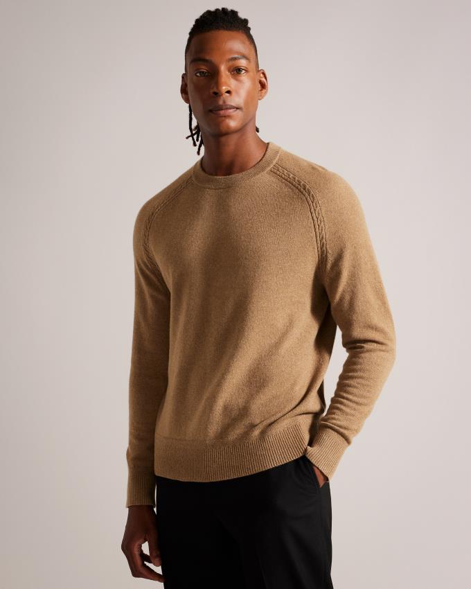 Sweter Męskie Ted Baker Pure Cashmere Ciemny Brązowe Polska | PL-XYOUJ7985