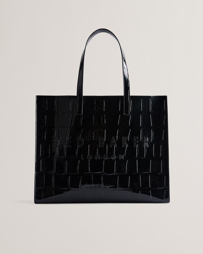 Torby Tote Damskie Ted Baker Mock Croc Icon Czarne Polska | PL-EYVCP6180