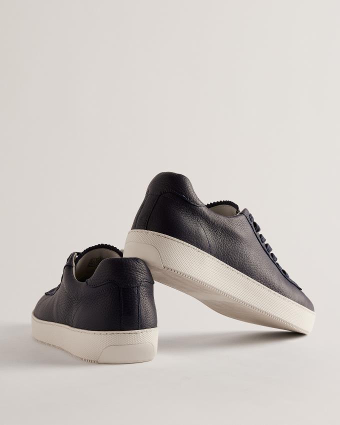 Trampki Męskie Ted Baker Pebbled Leather Low Top Granatowe Polska | PL-WUYXM9453