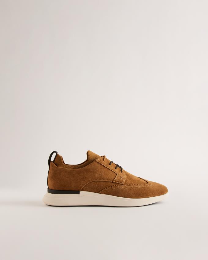 Trampki Męskie Ted Baker Suede Wing Tip Hybrid Brązowe Polska | PL-OECGL8017